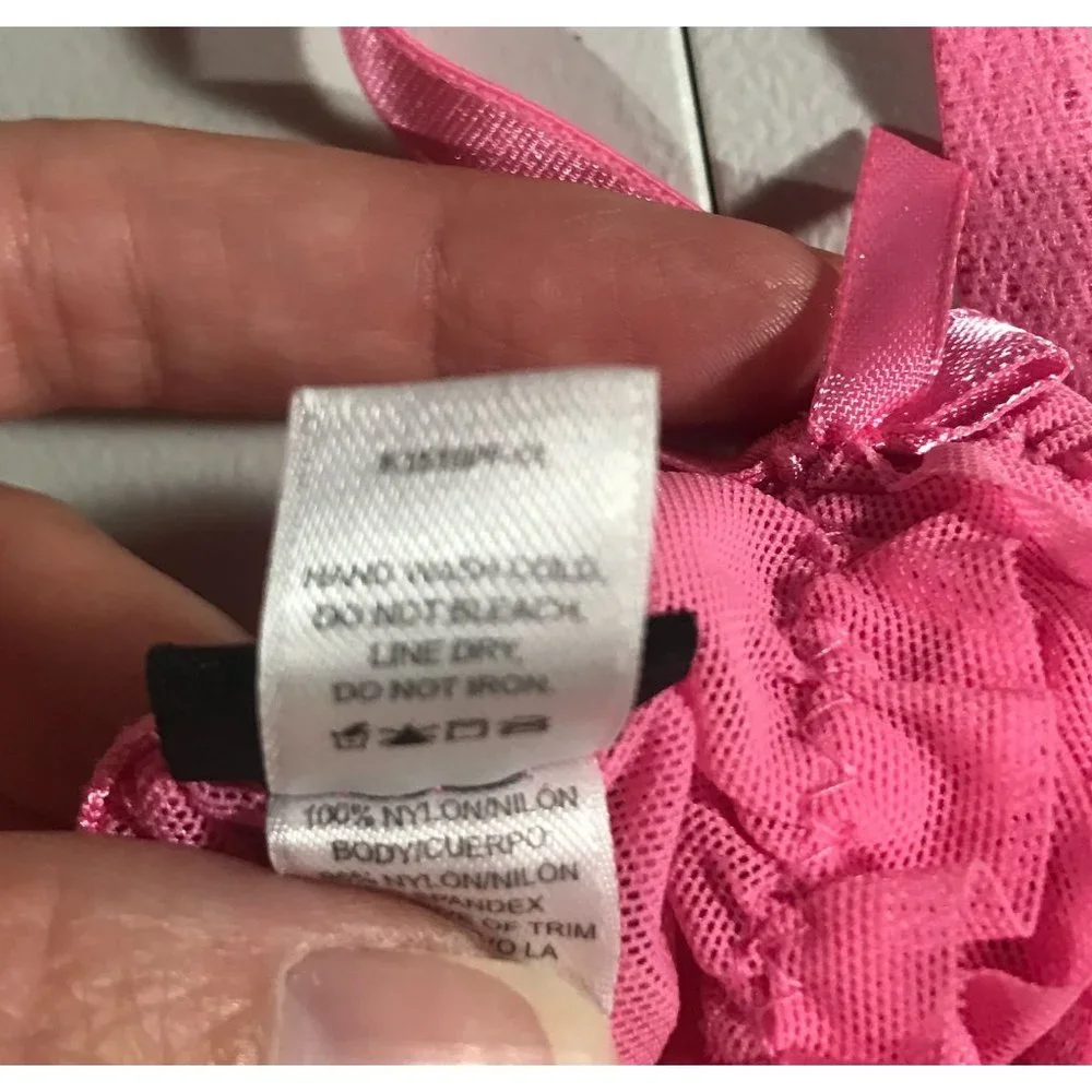 Passion Forever Women's Large Lingerie Slip Teddy Pink Mesh Stretchy